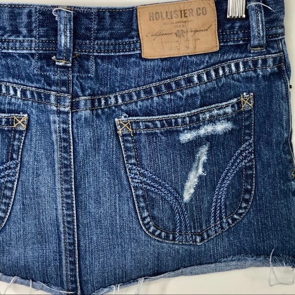 Hollister Distressed Micro Mini Jean Skirt Y2K - Picture 5 of 11